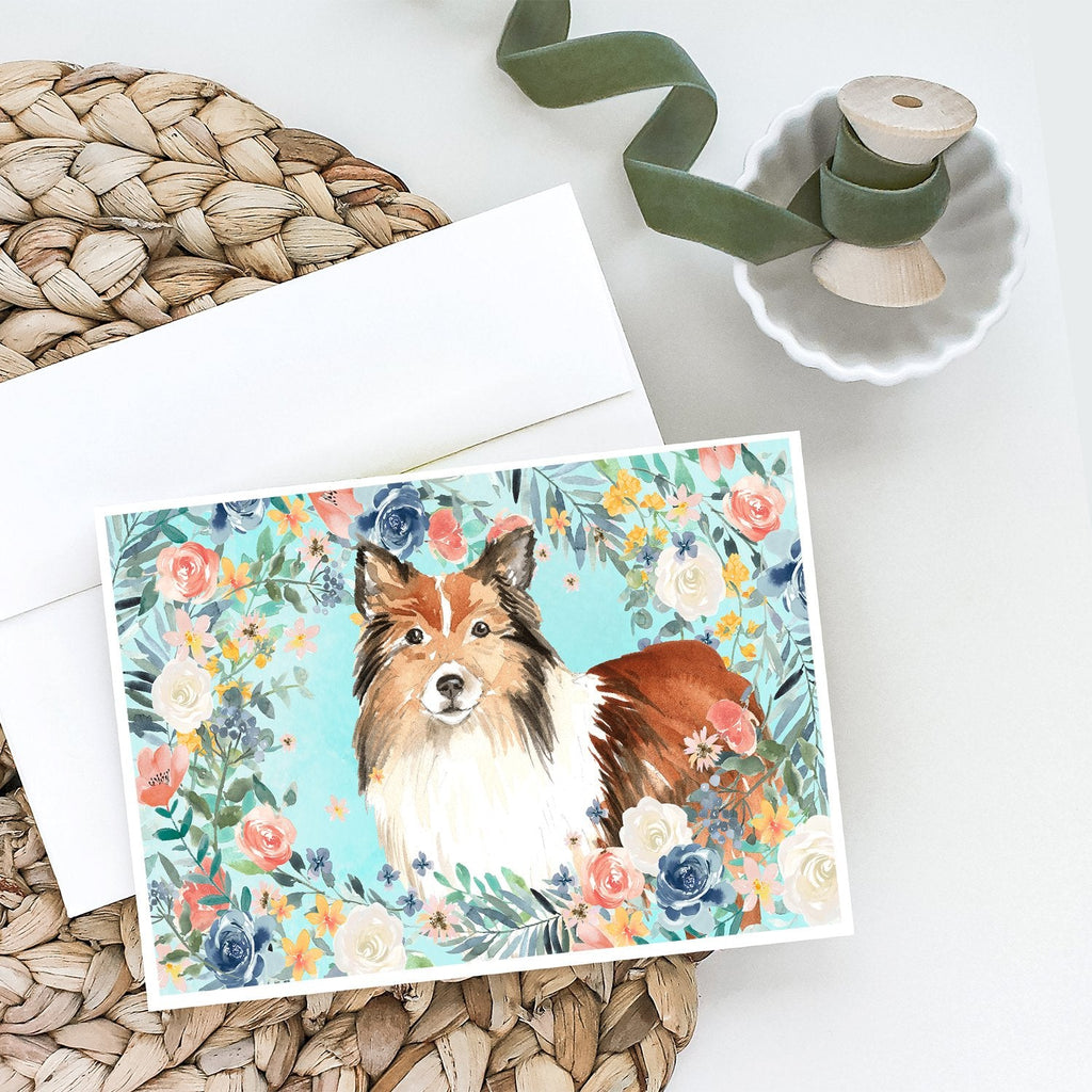 Sheltie Greeting Cards Pack of 8 Blank Cards with Envelopes Whimsical A7 Size 5x7