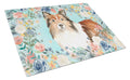 Sheltie Cutting Board Tempered Glass Kitchen Cutting Surface, Heat Resistant Chopping, Non-Slip Feet, Food Prep & Serving