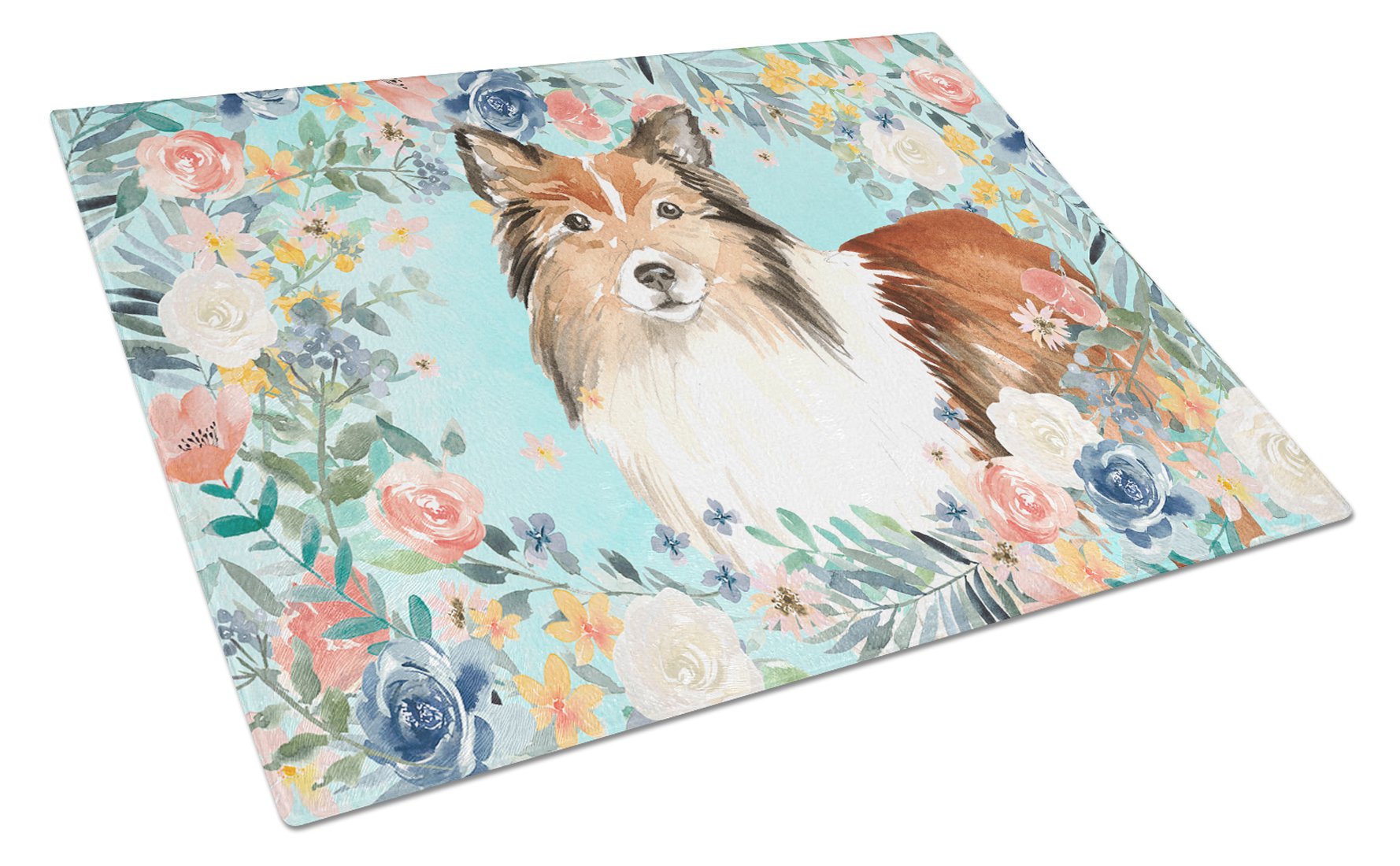 Sheltie Cutting Board Tempered Glass Kitchen Cutting Surface, Heat Resistant Chopping, Non-Slip Feet, Food Prep & Serving