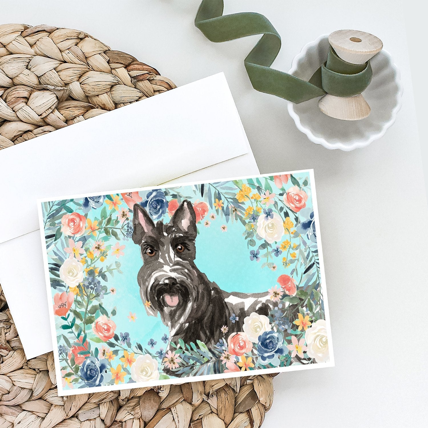 Scottish Terrier Greeting Cards Pack of 8 Blank Cards with Envelopes Whimsical A7 Size 5x7