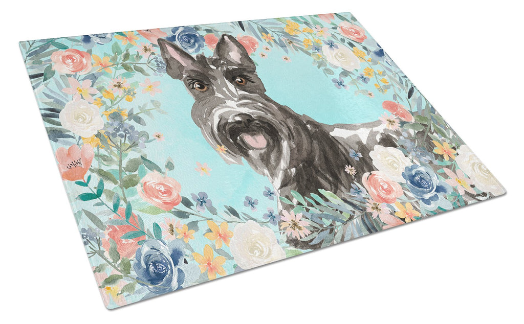 Scottish Terrier Cutting Board Tempered Glass Kitchen Cutting Surface, Heat Resistant Chopping, Non-Slip Feet, Food Prep & Serving
