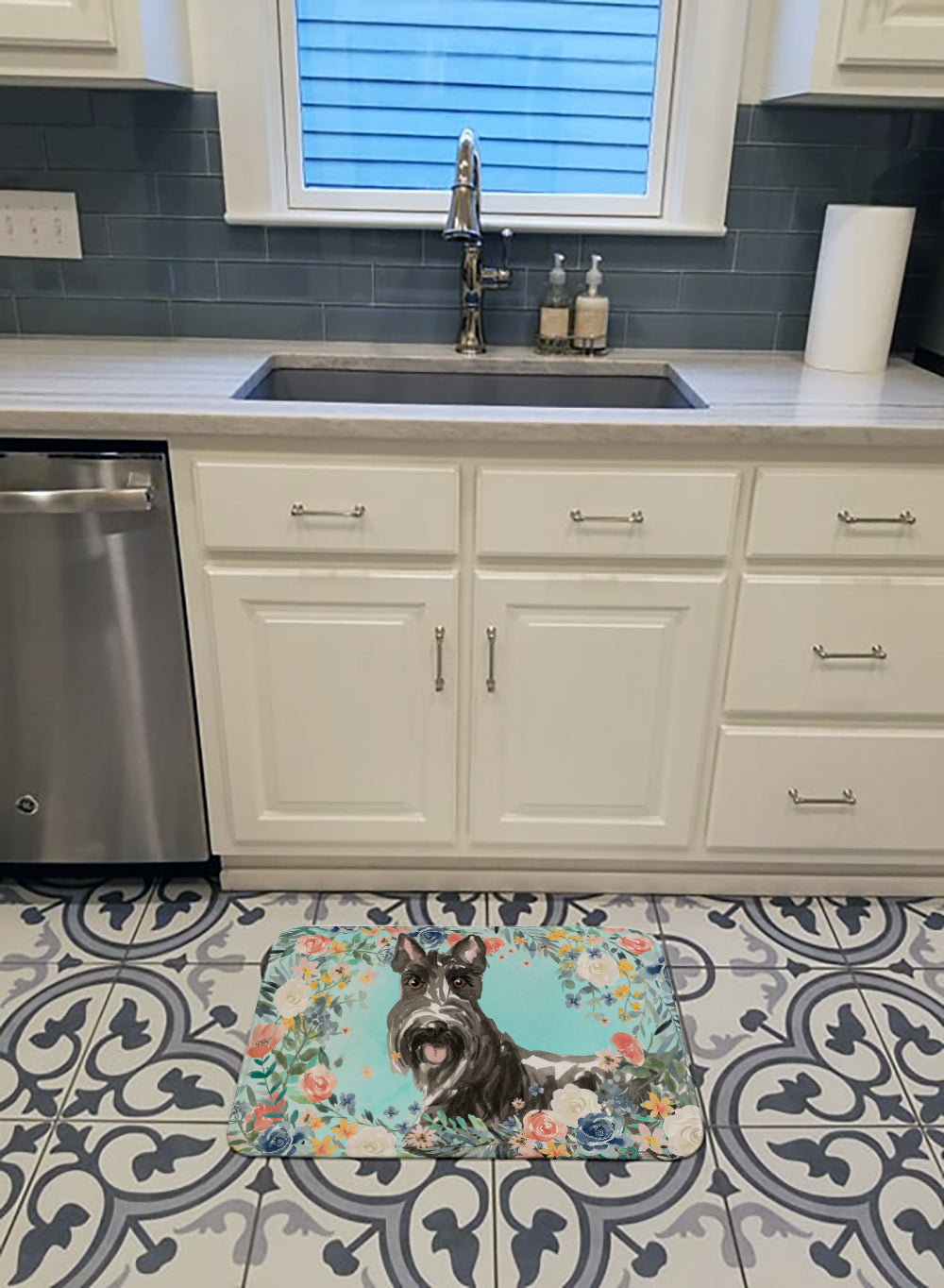 Scottish Terrier Memory Foam Kitchen Mat Machine Washable Anti-Fatigue Cushion Comfort Bath or Kitchen Rug