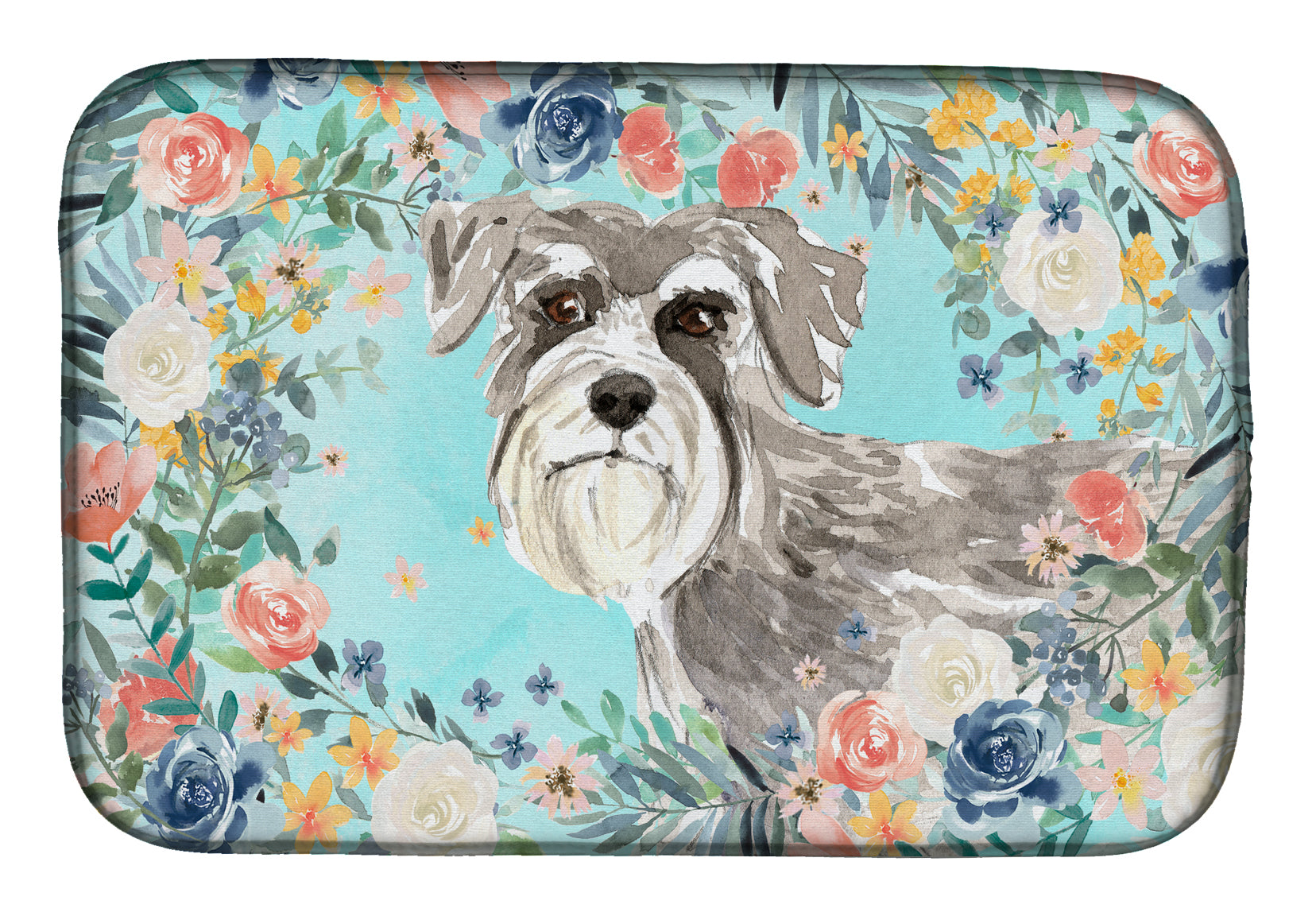 Schnauzer #1 Dish Drying Mat Absorbent Dish Drying Mat Pad for Kitchen Counter Dish Drainer Mat for Countertop, 14 x 21", Multicolor