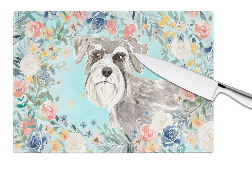 Schnauzer #1 Cutting Board Tempered Glass Kitchen Cutting Surface, Heat Resistant Chopping, Non-Slip Feet, Food Prep & Serving