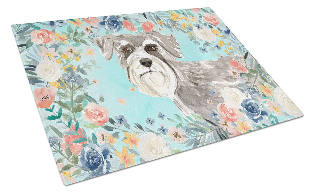 Schnauzer #1 Cutting Board Tempered Glass Kitchen Cutting Surface, Heat Resistant Chopping, Non-Slip Feet, Food Prep & Serving