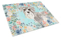 Schnauzer #1 Cutting Board Tempered Glass Kitchen Cutting Surface, Heat Resistant Chopping, Non-Slip Feet, Food Prep & Serving