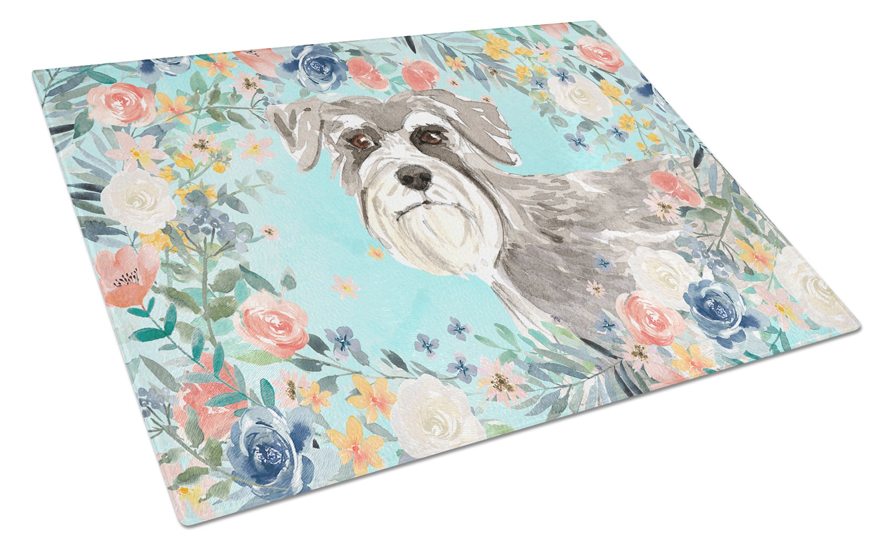 Schnauzer #1 Cutting Board Tempered Glass Kitchen Cutting Surface, Heat Resistant Chopping, Non-Slip Feet, Food Prep & Serving
