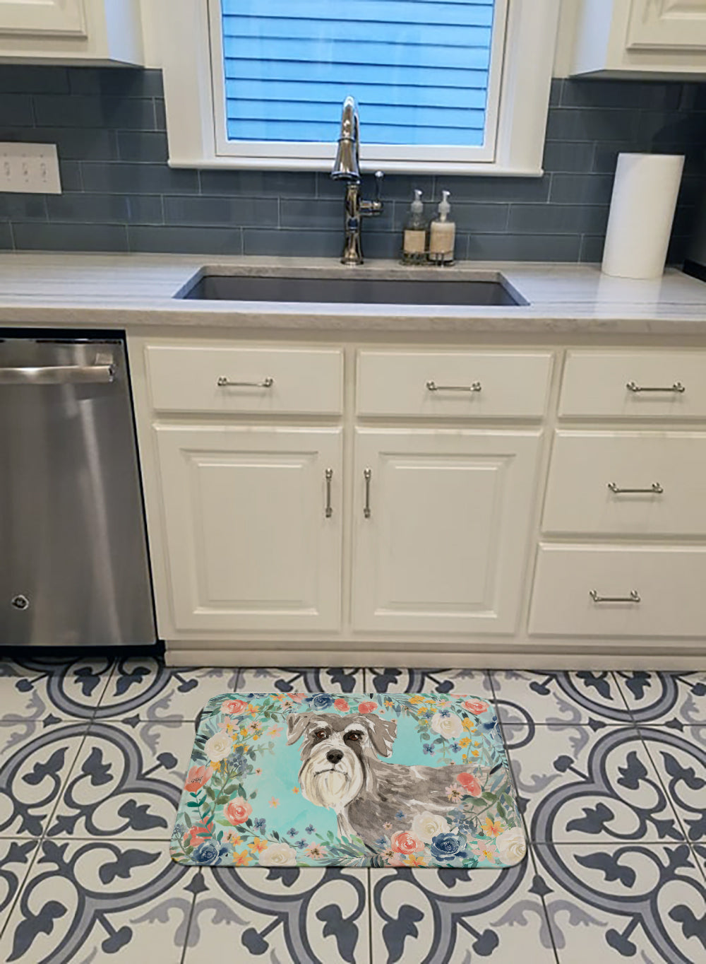 Schnauzer #1 Memory Foam Kitchen Mat Machine Washable Anti-Fatigue Cushion Comfort Bath or Kitchen Rug