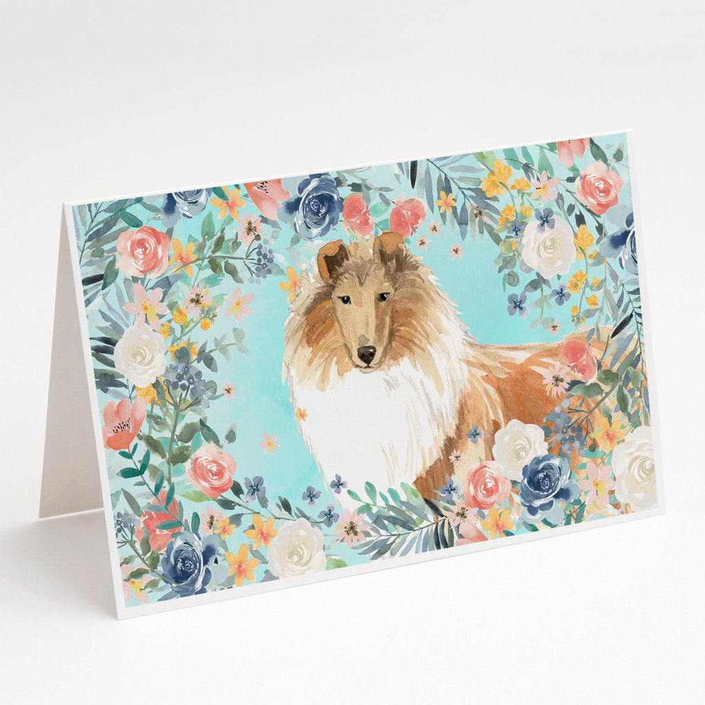 Collie Greeting Cards Pack of 8 Blank Cards with Envelopes Whimsical A7 Size 5x7