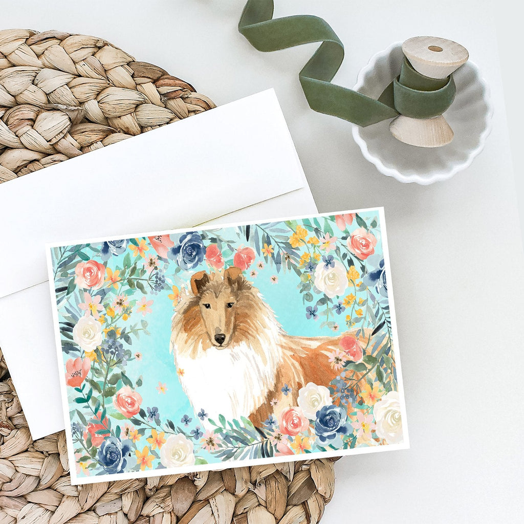 Collie Greeting Cards Pack of 8 Blank Cards with Envelopes Whimsical A7 Size 5x7