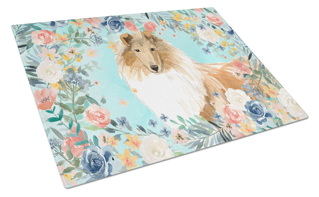 Collie Cutting Board Tempered Glass Kitchen Cutting Surface, Heat Resistant Chopping, Non-Slip Feet, Food Prep & Serving
