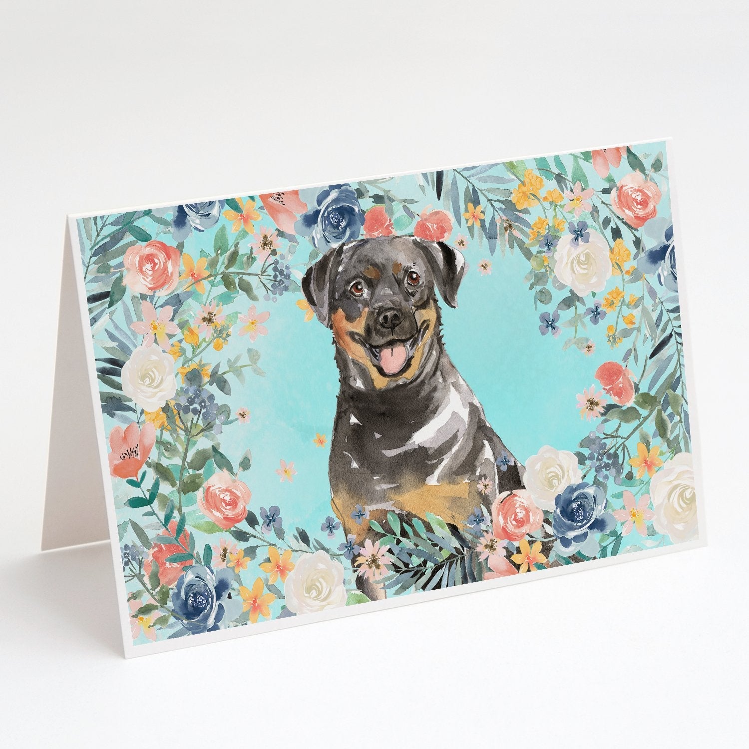 Rottweiler Greeting Cards Pack of 8 Blank Cards with Envelopes Whimsical A7 Size 5x7