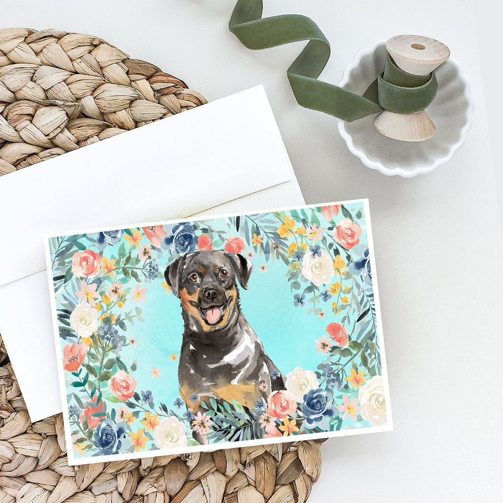Rottweiler Greeting Cards Pack of 8 Blank Cards with Envelopes Whimsical A7 Size 5x7