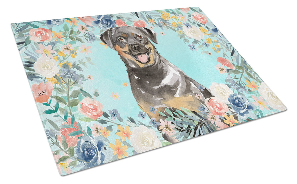 Rottweiler Cutting Board Tempered Glass Kitchen Cutting Surface, Heat Resistant Chopping, Non-Slip Feet, Food Prep & Serving