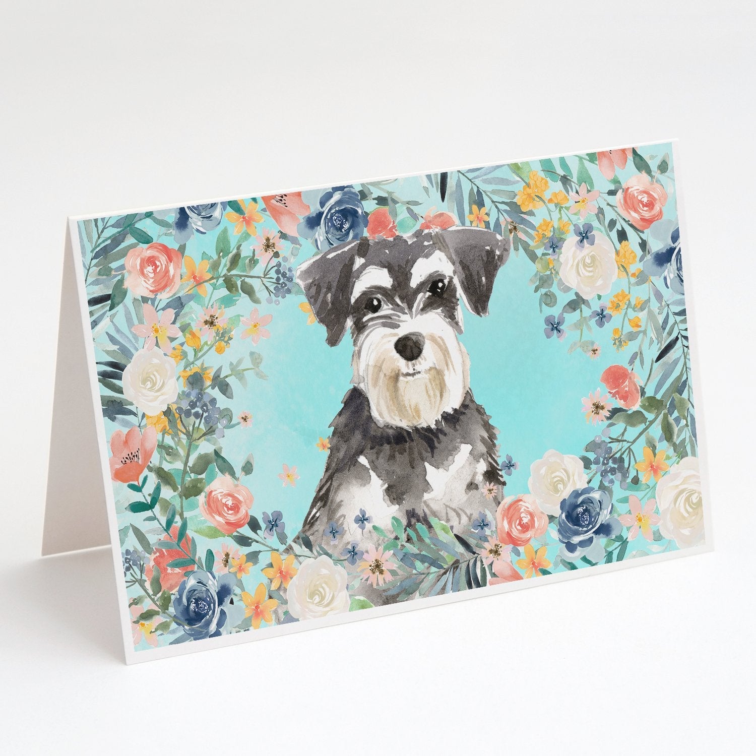 Schnauzer 3417 Greeting Cards Pack of 8 Blank Cards with Envelopes Whimsical A7 Size 5x7