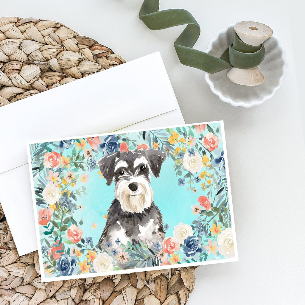 Schnauzer 3417 Greeting Cards Pack of 8 Blank Cards with Envelopes Whimsical A7 Size 5x7