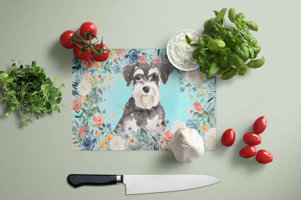 Schnauzer 3417 Cutting Board Tempered Glass Kitchen Cutting Surface, Heat Resistant Chopping, Non-Slip Feet, Food Prep & Serving