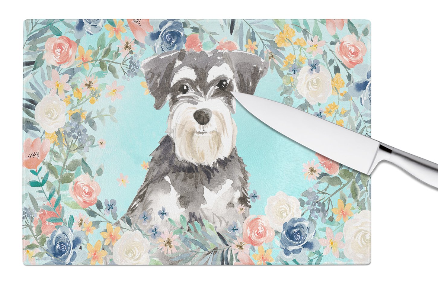 Schnauzer 3417 Cutting Board Tempered Glass Kitchen Cutting Surface, Heat Resistant Chopping, Non-Slip Feet, Food Prep & Serving