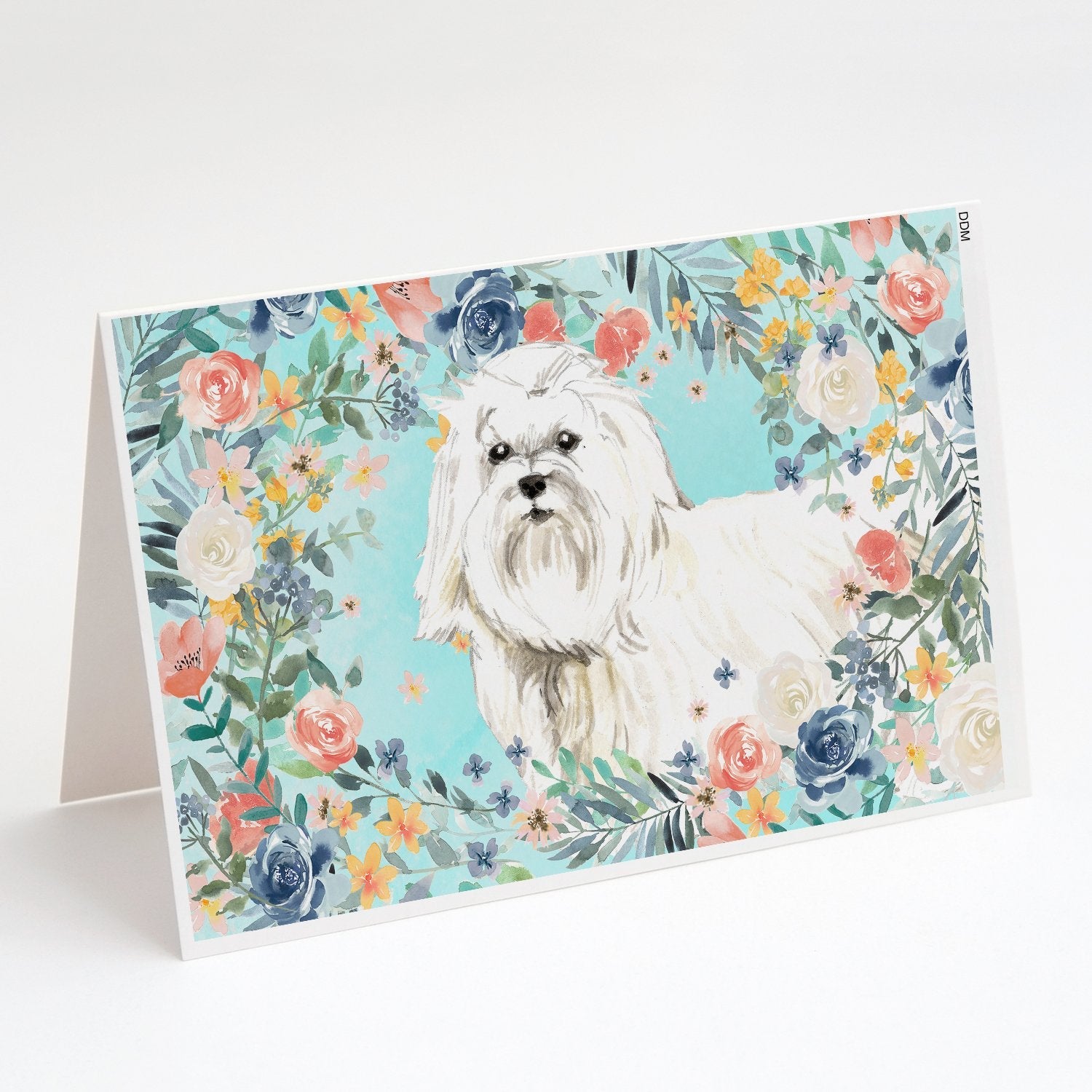 Maltese Greeting Cards Pack of 8 Blank Cards with Envelopes Whimsical A7 Size 5x7