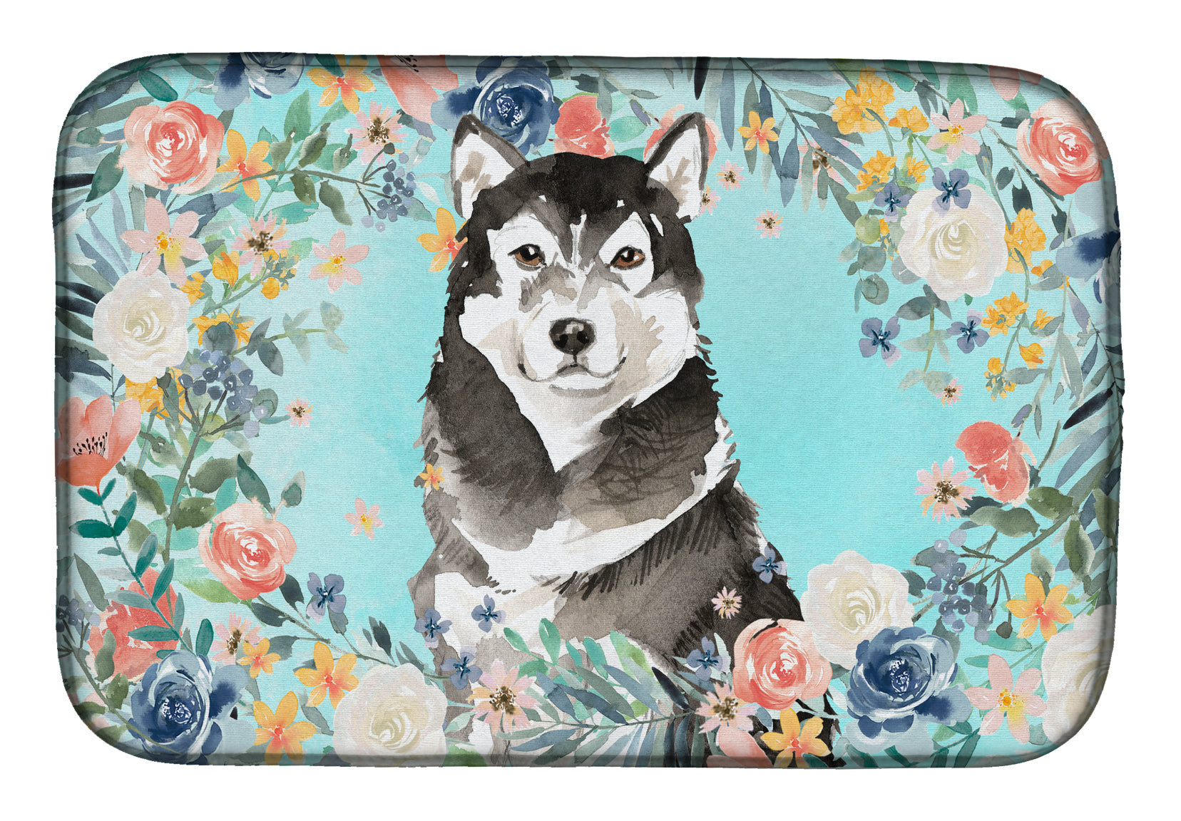 Alaskan Malamute Dish Drying Mat Absorbent Dish Drying Mat Pad for Kitchen Counter Dish Drainer Mat for Countertop, 14 x 21", Multicolor