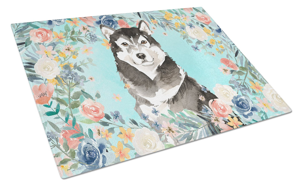 Alaskan Malamute Cutting Board Tempered Glass Kitchen Cutting Surface, Heat Resistant Chopping, Non-Slip Feet, Food Prep & Serving