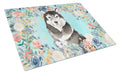 Alaskan Malamute Cutting Board Tempered Glass Kitchen Cutting Surface, Heat Resistant Chopping, Non-Slip Feet, Food Prep & Serving