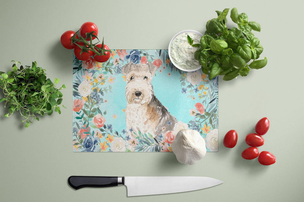 Lakeland Terrier Cutting Board Tempered Glass Kitchen Cutting Surface, Heat Resistant Chopping, Non-Slip Feet, Food Prep & Serving
