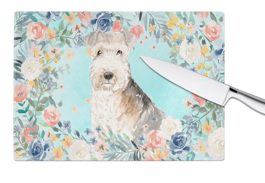 Lakeland Terrier Cutting Board Tempered Glass Kitchen Cutting Surface, Heat Resistant Chopping, Non-Slip Feet, Food Prep & Serving