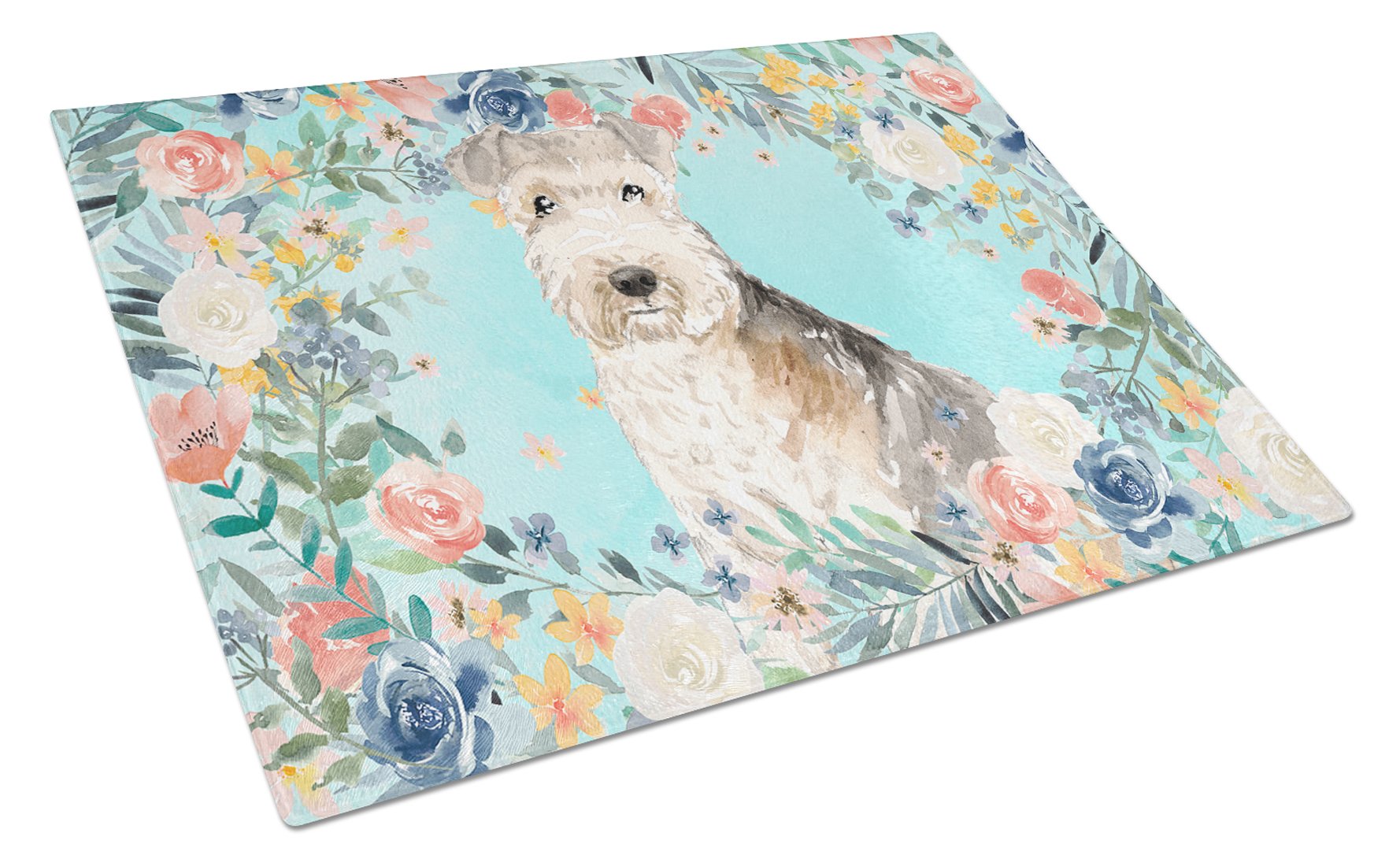 Lakeland Terrier Cutting Board Tempered Glass Kitchen Cutting Surface, Heat Resistant Chopping, Non-Slip Feet, Food Prep & Serving