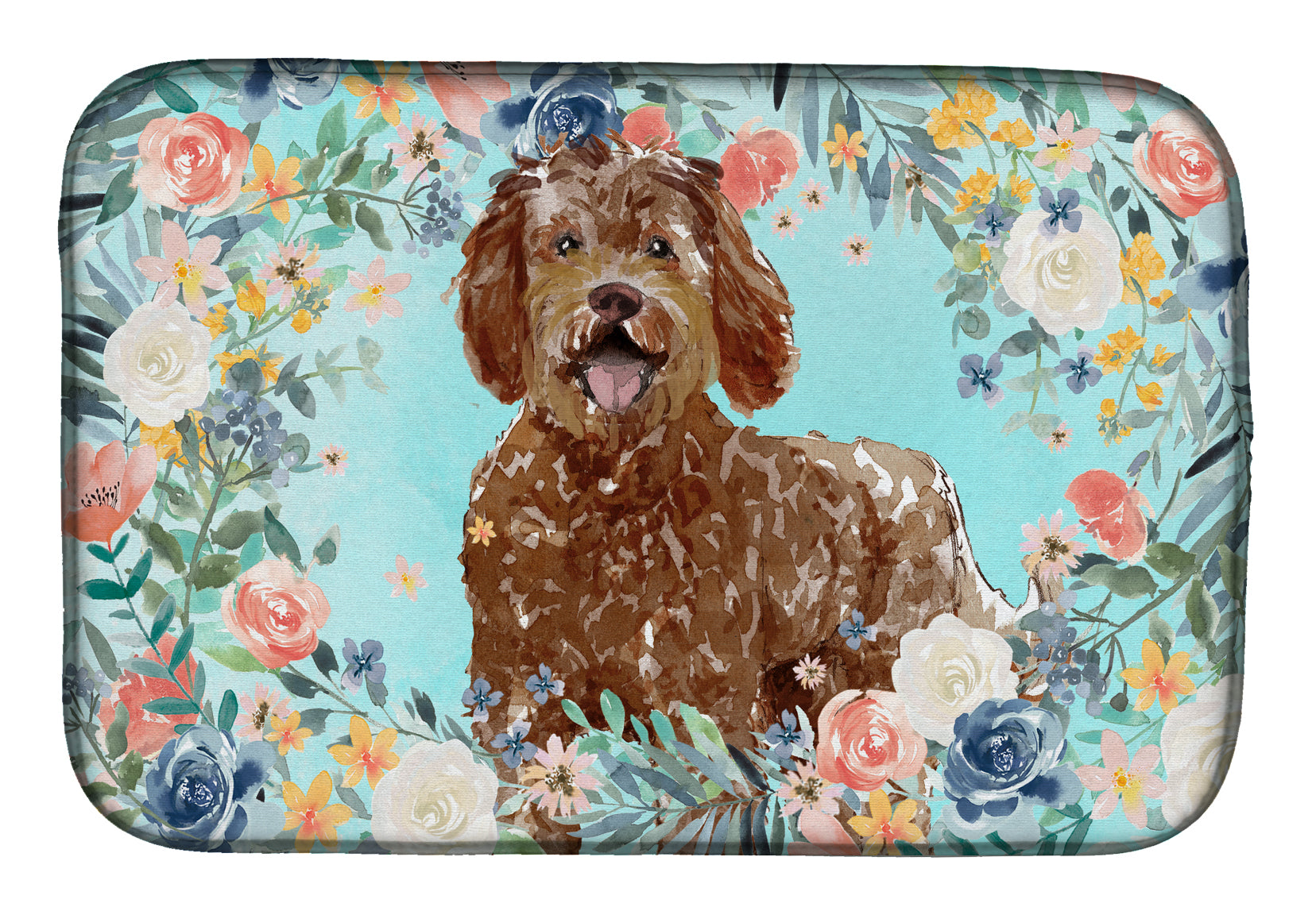 Labradoodle Dish Drying Mat Absorbent Dish Drying Mat Pad for Kitchen Counter Dish Drainer Mat for Countertop, 14 x 21", Multicolor