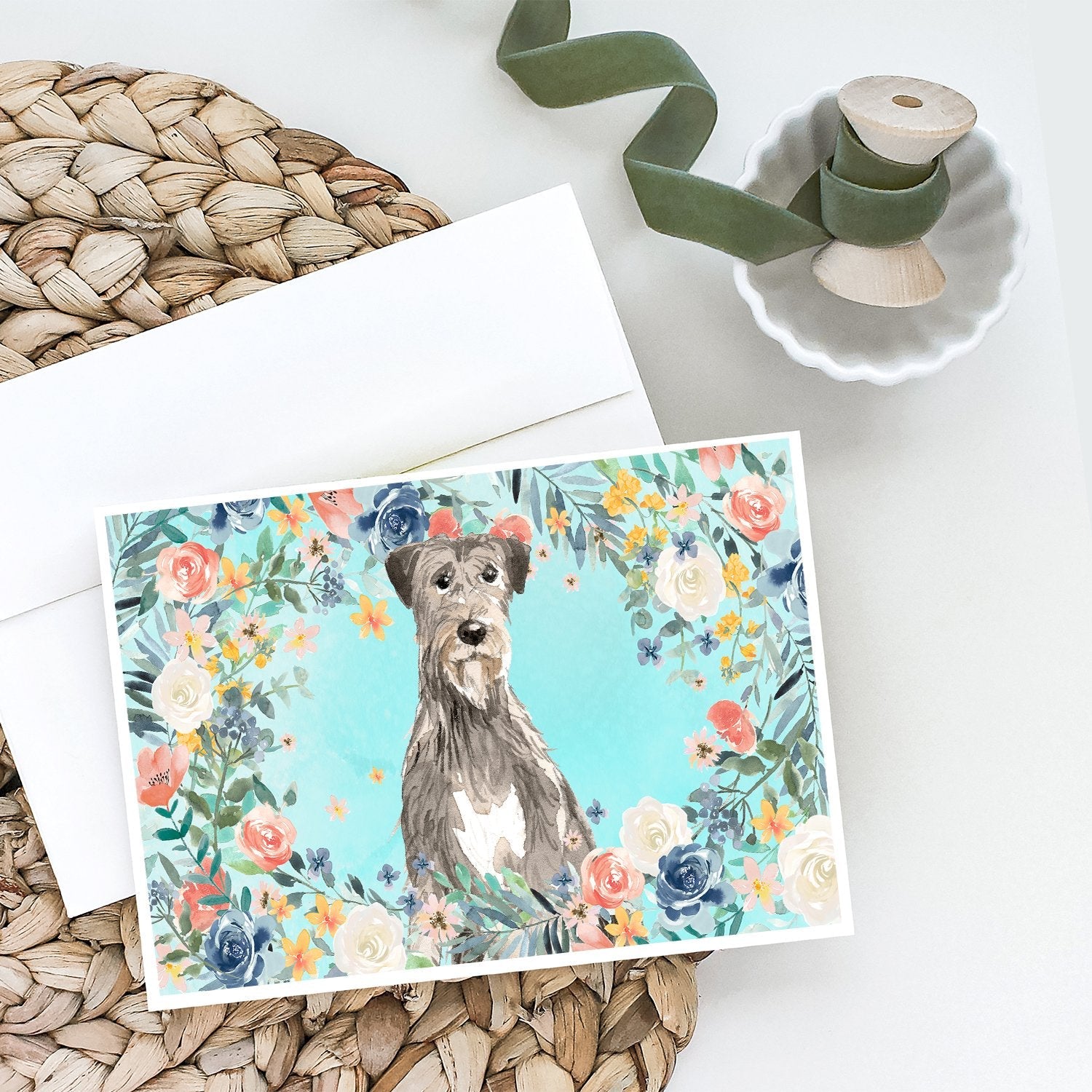 Irish Wolfhound Greeting Cards Pack of 8 Blank Cards with Envelopes Whimsical A7 Size 5x7