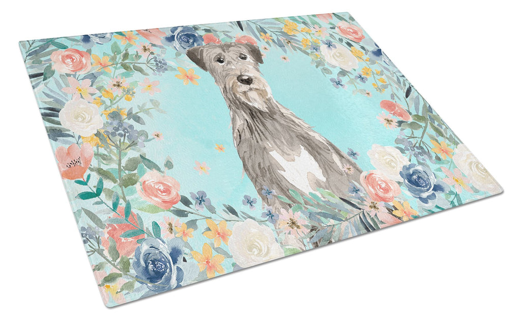 Irish Wolfhound Cutting Board Tempered Glass Kitchen Cutting Surface, Heat Resistant Chopping, Non-Slip Feet, Food Prep & Serving