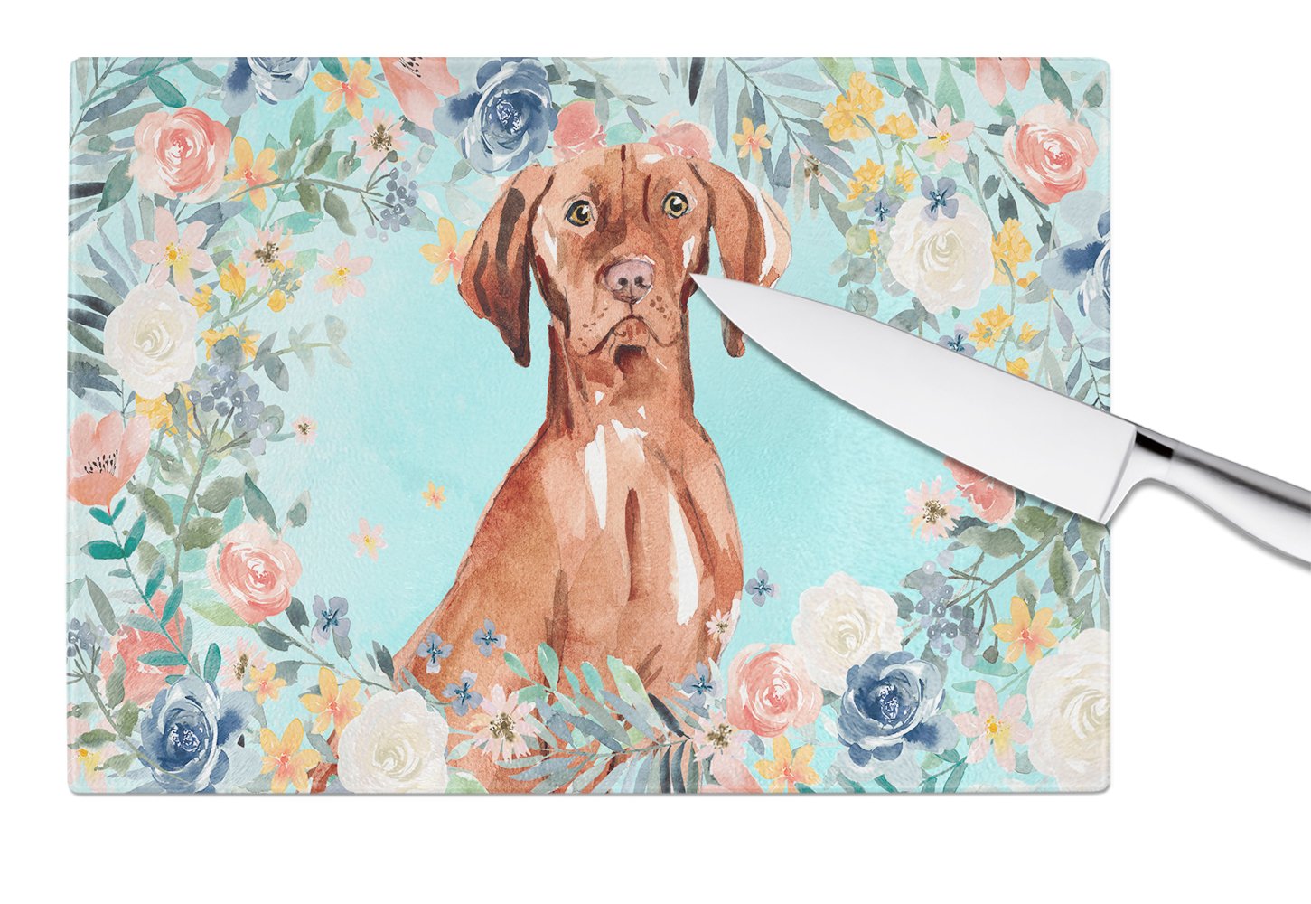 Vizsla Cutting Board Tempered Glass Kitchen Cutting Surface, Heat Resistant Chopping, Non-Slip Feet, Food Prep & Serving