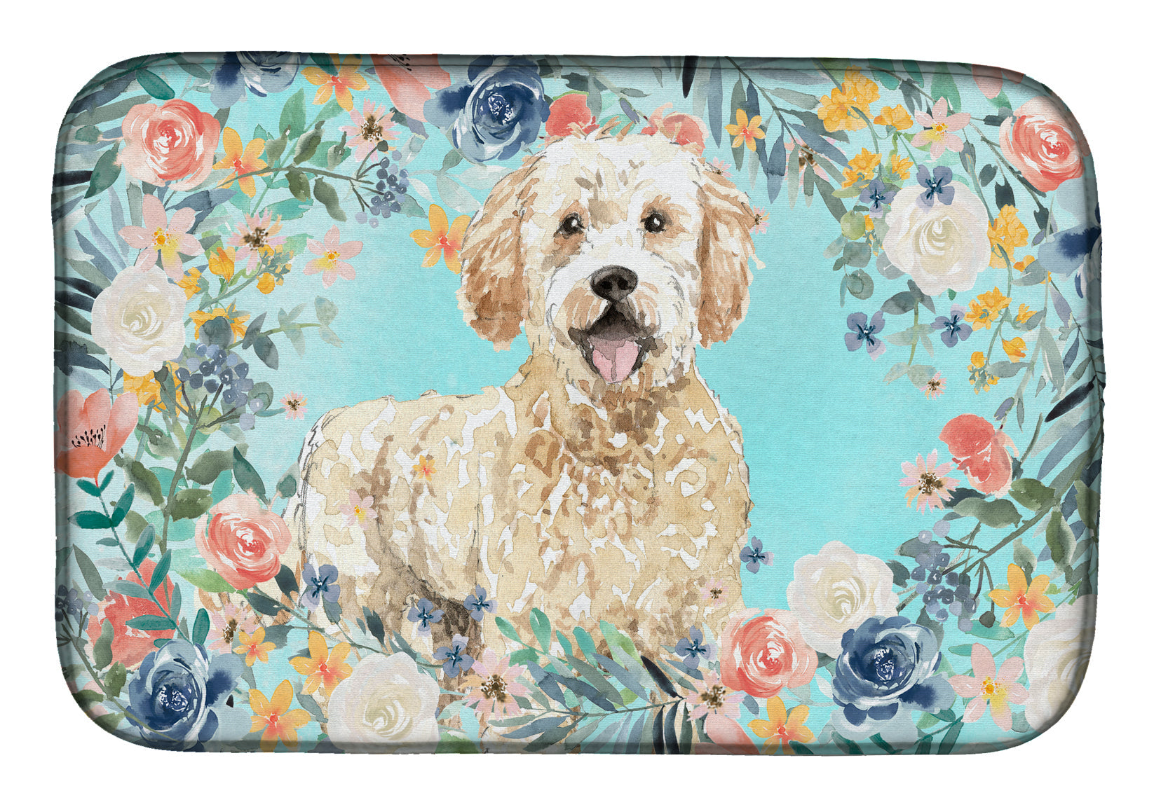 Goldendoodle Dish Drying Mat Absorbent Dish Drying Mat Pad for Kitchen Counter Dish Drainer Mat for Countertop, 14 x 21", Multicolor
