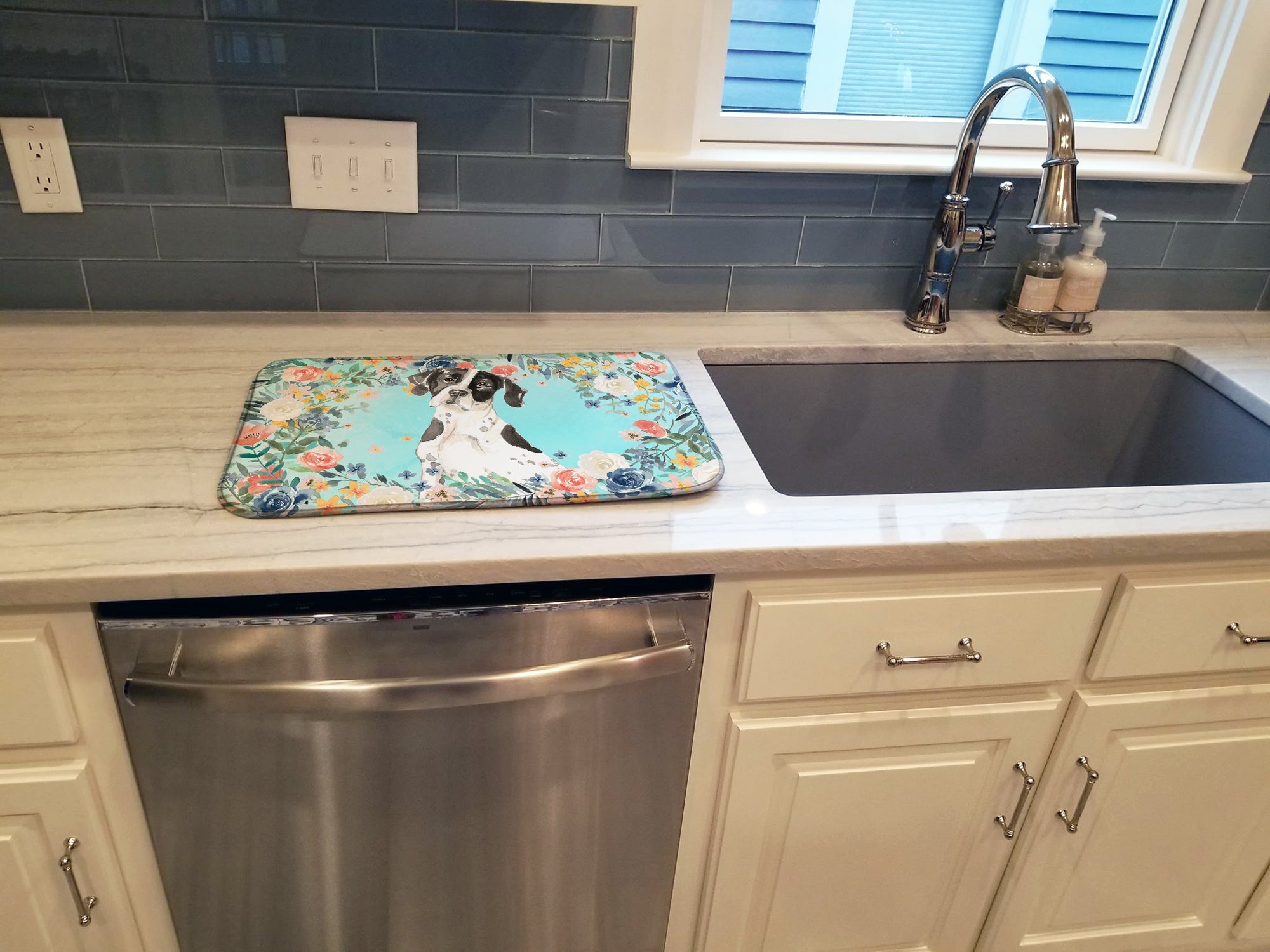 English Pointer Dish Drying Mat Absorbent Dish Drying Mat Pad for Kitchen Counter Dish Drainer Mat for Countertop, 14 x 21", Multicolor