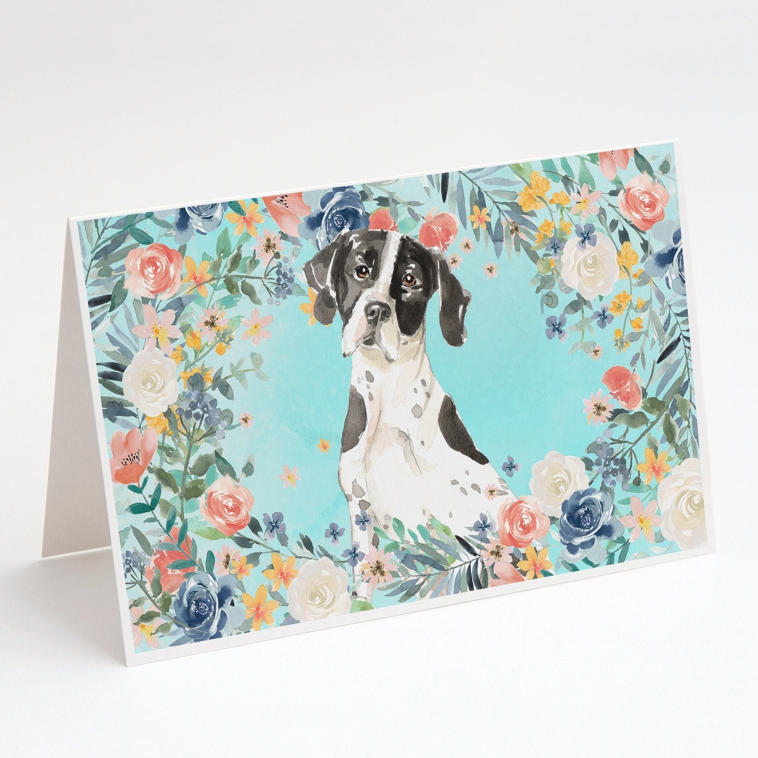 English Pointer Greeting Cards Pack of 8 Blank Cards with Envelopes Whimsical A7 Size 5x7