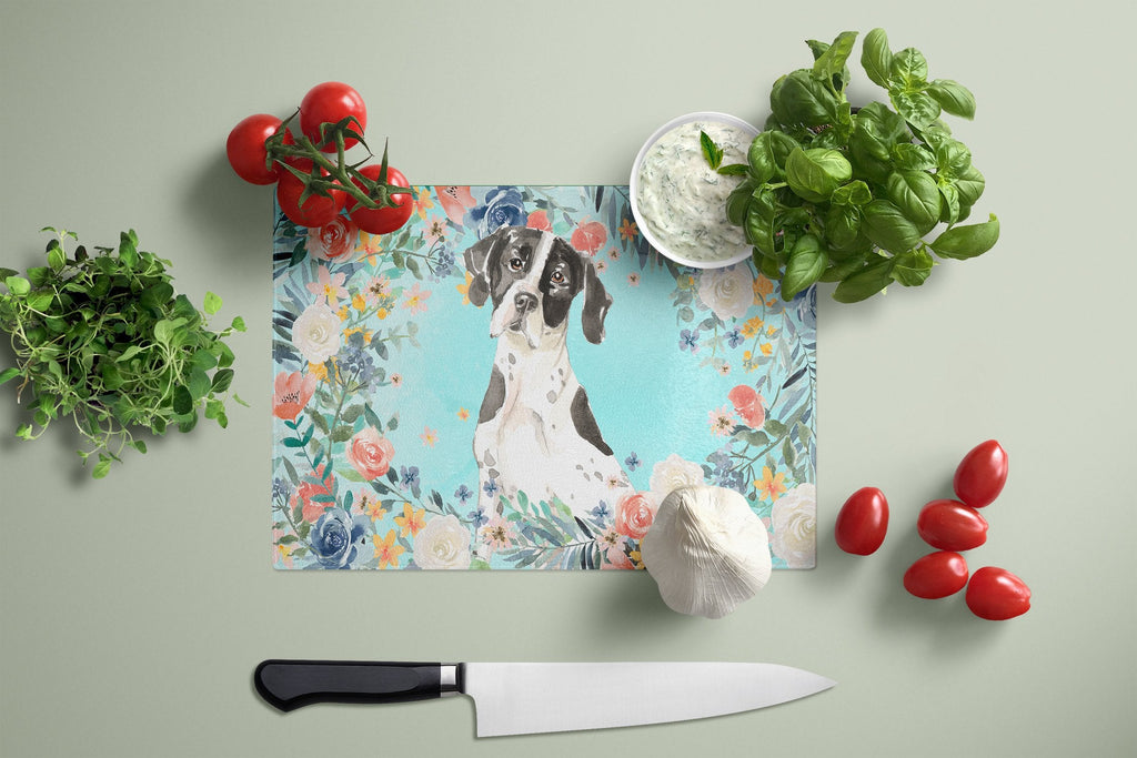 English Pointer Cutting Board Tempered Glass Kitchen Cutting Surface, Heat Resistant Chopping, Non-Slip Feet, Food Prep & Serving