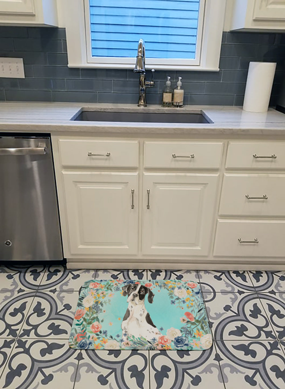 English Pointer Memory Foam Kitchen Mat Machine Washable Anti-Fatigue Cushion Comfort Bath or Kitchen Rug