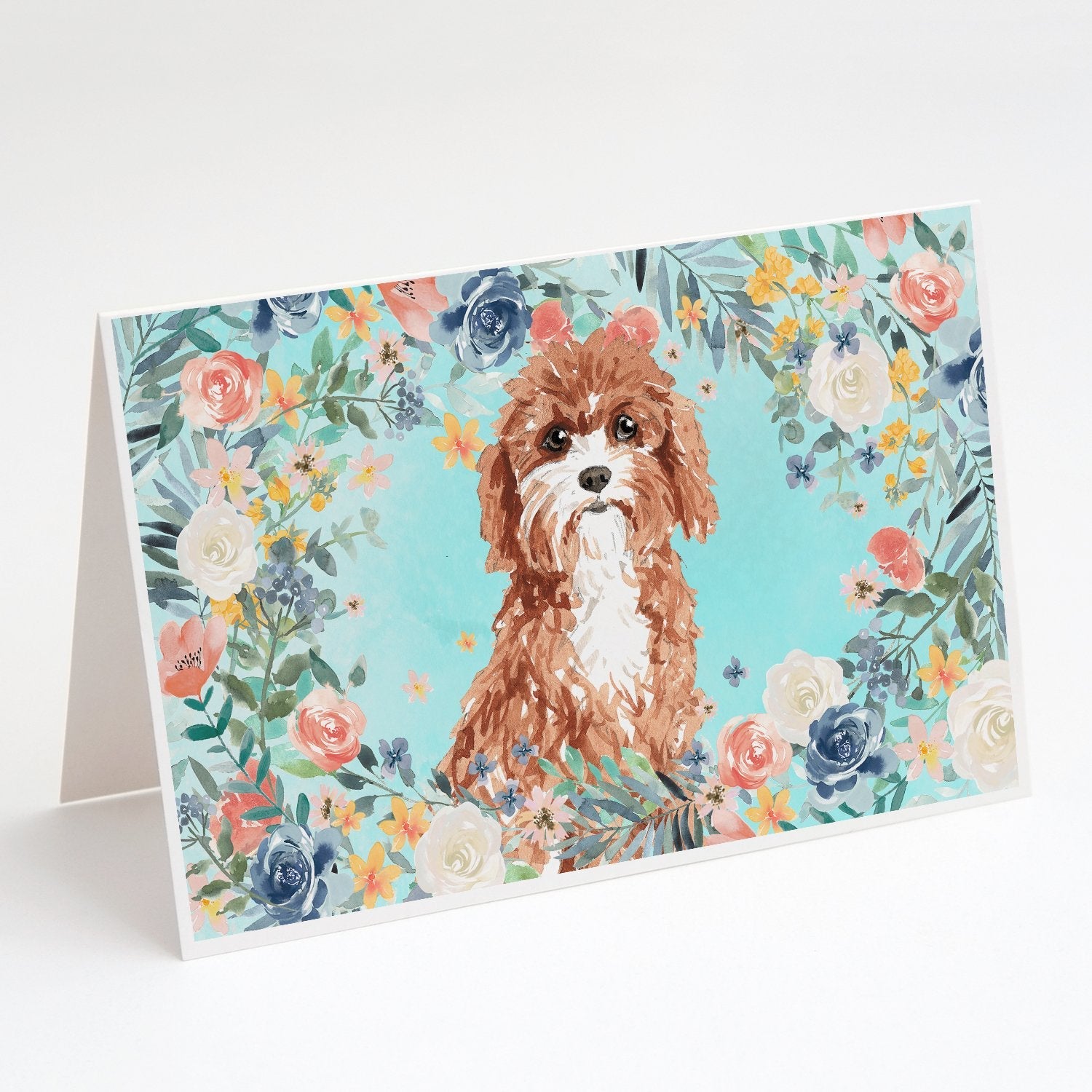 Cavapoo Greeting Cards Pack of 8 Blank Cards with Envelopes Whimsical A7 Size 5x7