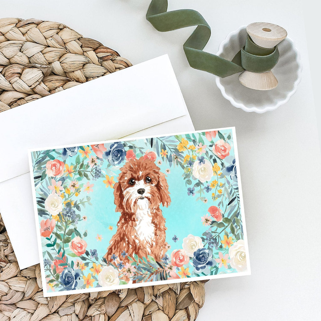 Cavapoo Greeting Cards Pack of 8 Blank Cards with Envelopes Whimsical A7 Size 5x7