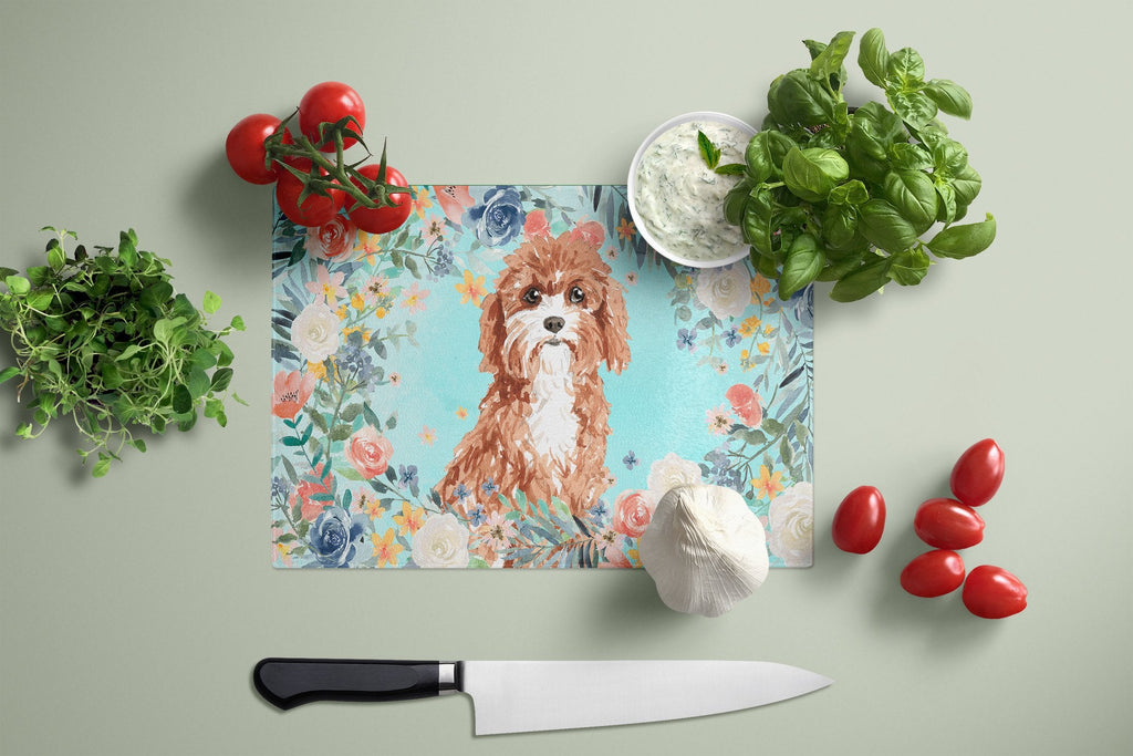 Cavapoo Cutting Board Tempered Glass Kitchen Cutting Surface, Heat Resistant Chopping, Non-Slip Feet, Food Prep & Serving