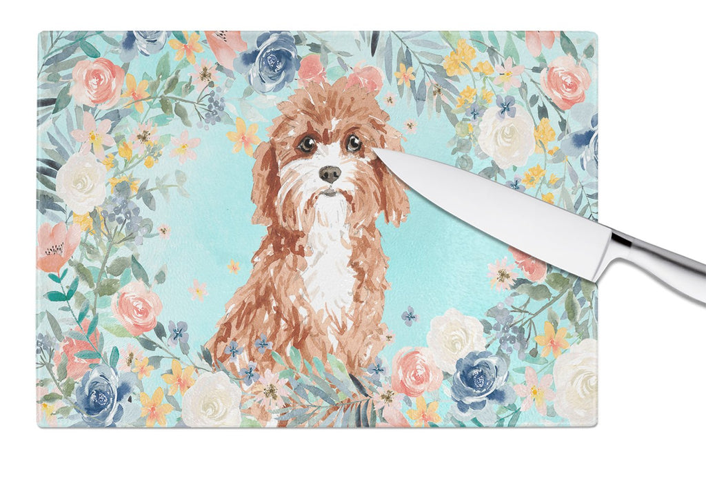 Cavapoo Cutting Board Tempered Glass Kitchen Cutting Surface, Heat Resistant Chopping, Non-Slip Feet, Food Prep & Serving