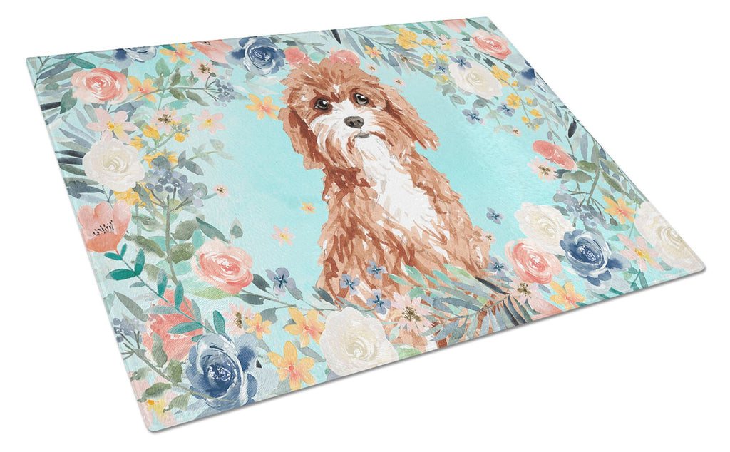 Cavapoo Cutting Board Tempered Glass Kitchen Cutting Surface, Heat Resistant Chopping, Non-Slip Feet, Food Prep & Serving