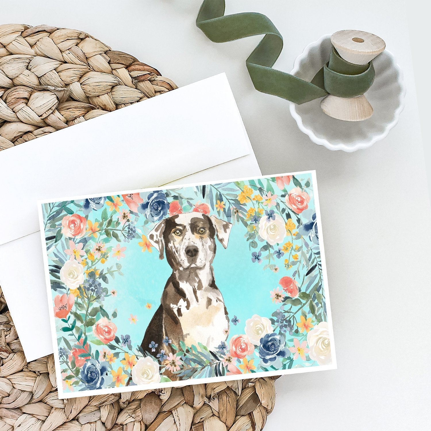 Catahoula Leopard Dog Greeting Cards Pack of 8 Blank Cards with Envelopes Whimsical A7 Size 5x7