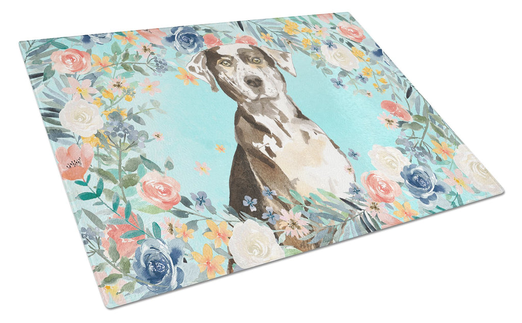 Catahoula Leopard Dog Cutting Board Tempered Glass Kitchen Cutting Surface, Heat Resistant Chopping, Non-Slip Feet, Food Prep & Serving
