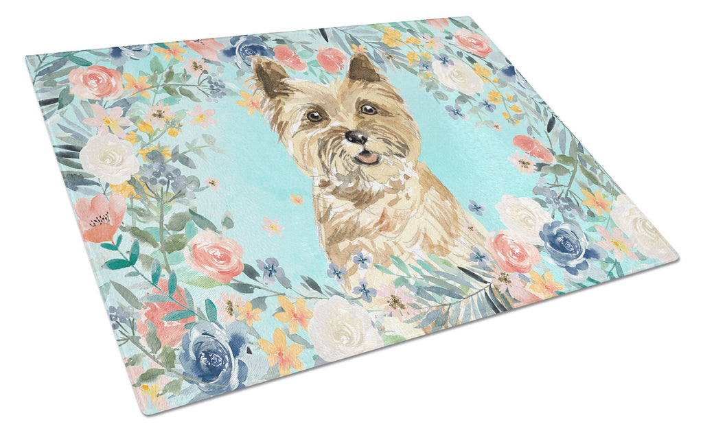 Cairn Terrier Cutting Board Tempered Glass Kitchen Cutting Surface, Heat Resistant Chopping, Non-Slip Feet, Food Prep & Serving