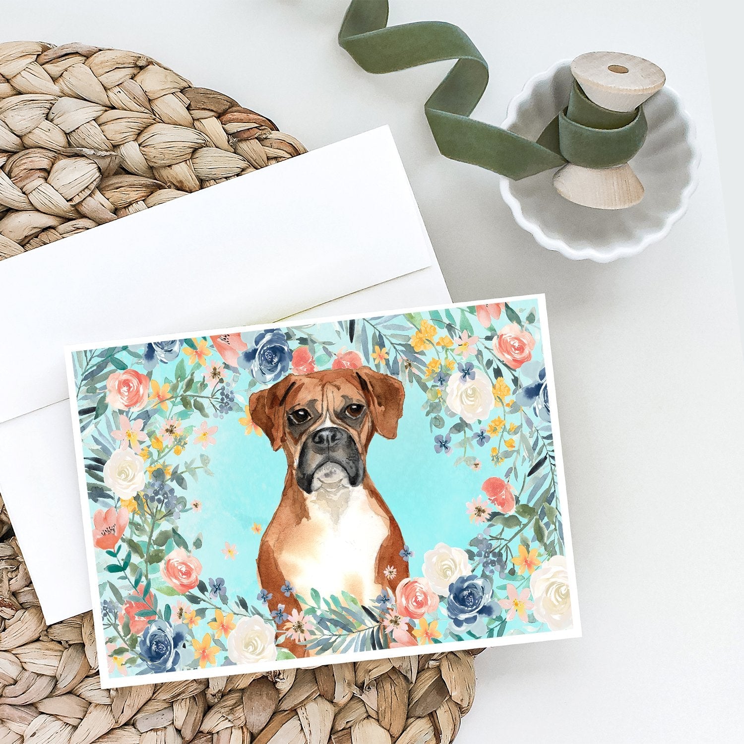 Boxer Greeting Cards Pack of 8 Blank Cards with Envelopes Whimsical A7 Size 5x7