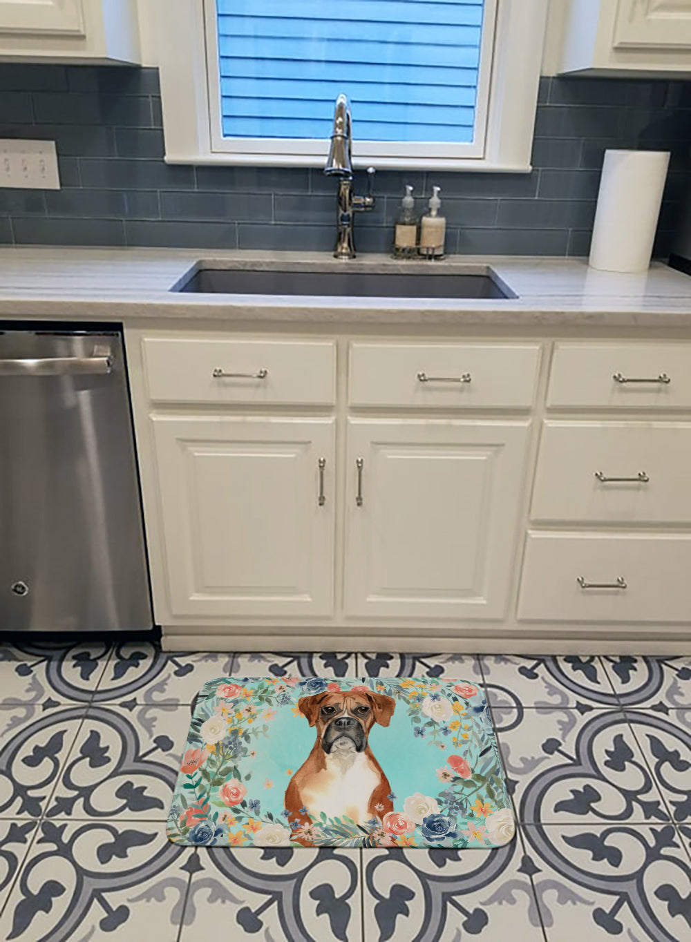 Boxer Memory Foam Kitchen Mat Machine Washable Anti-Fatigue Cushion Comfort Bath or Kitchen Rug