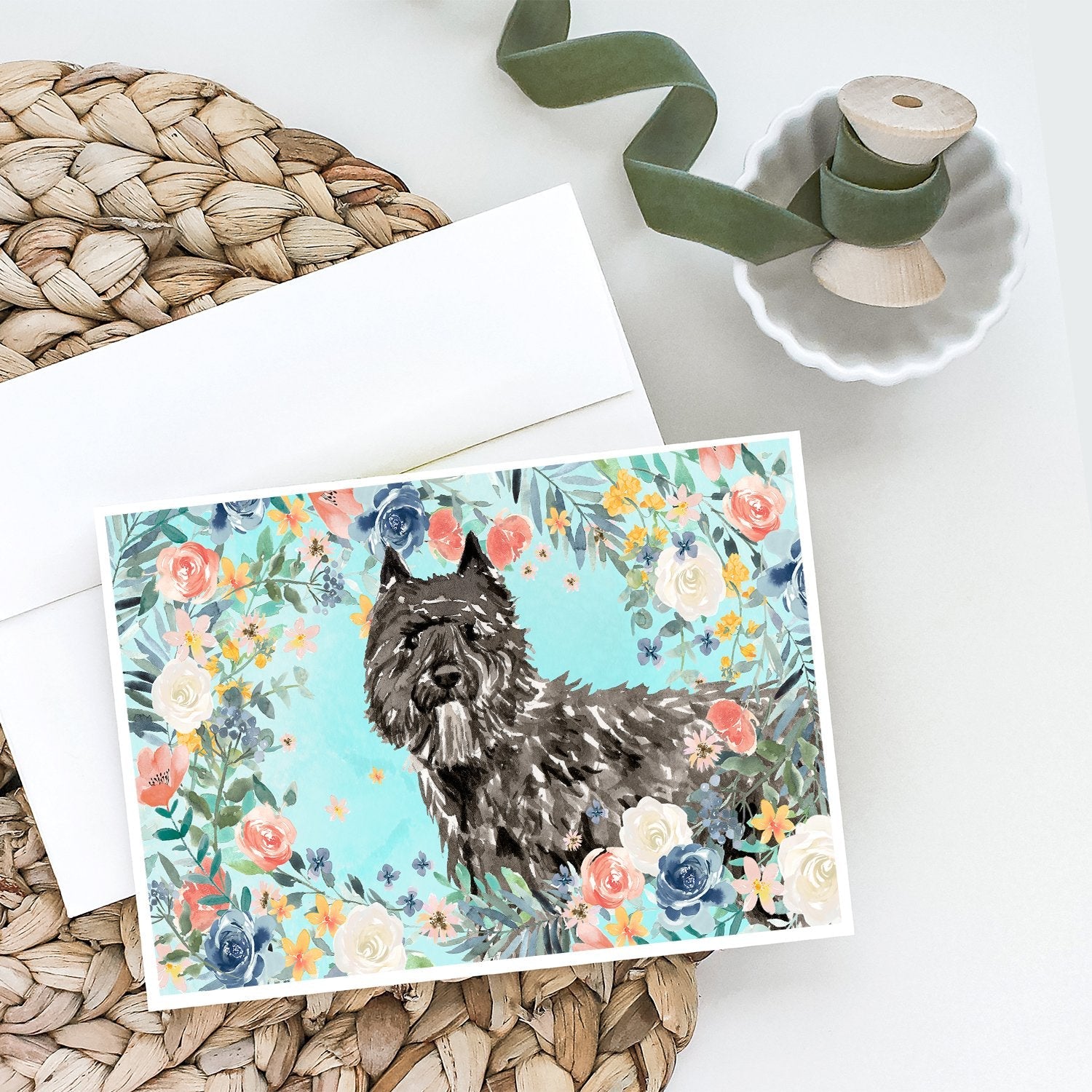 Bouvier des Flandres Greeting Cards Pack of 8 Blank Cards with Envelopes Whimsical A7 Size 5x7