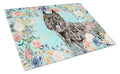 Bouvier des Flandres Cutting Board Tempered Glass Kitchen Cutting Surface, Heat Resistant Chopping, Non-Slip Feet, Food Prep & Serving